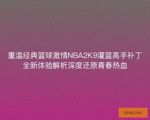 重温经典篮球激情NBA2K9灌篮高手补丁全新体验解析深度还原青春热血 重温经典篮球激情NBA2K9灌篮高手补丁全新体验解析深度还原青春热血